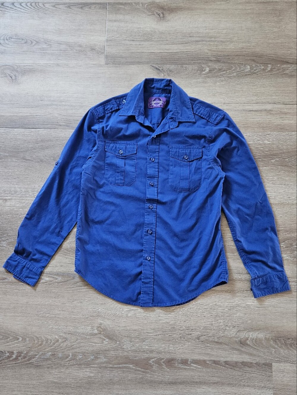 Bruno Men's Long Sleeve Button-Up Shirt in Deep Blue Size S